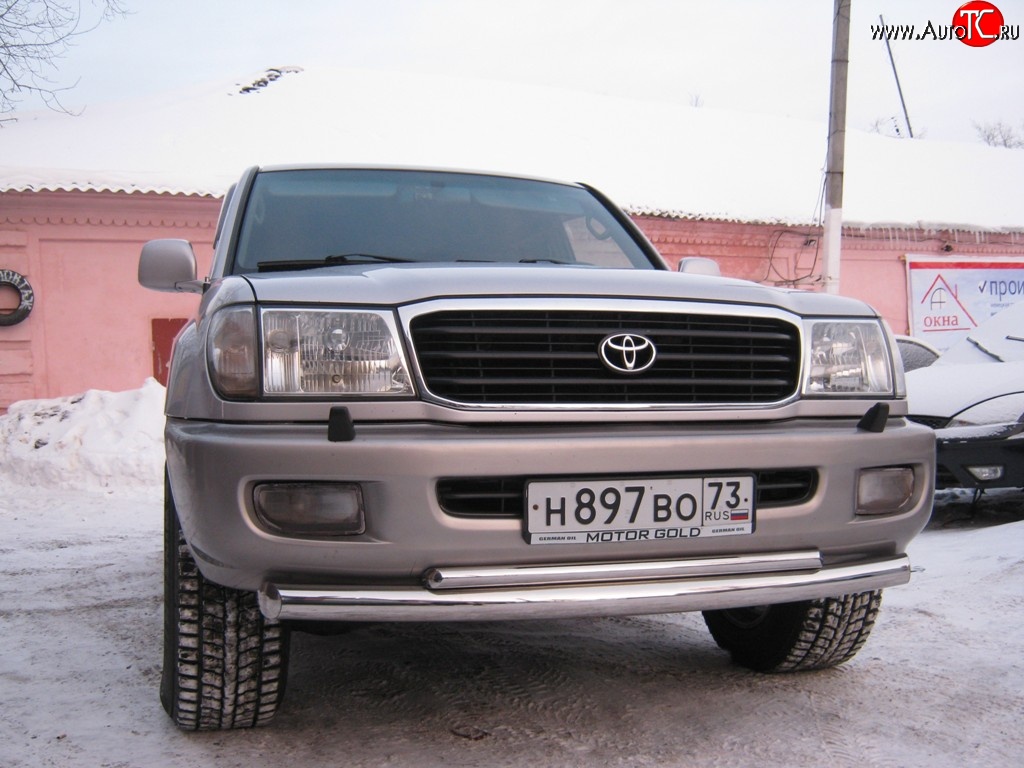 17 449 р. Защита переднего бампера (2 трубыØ76 и 42 мм, нержавейка) Russtal Toyota Land Cruiser 100 1-ый рестайлинг (2002-2005)