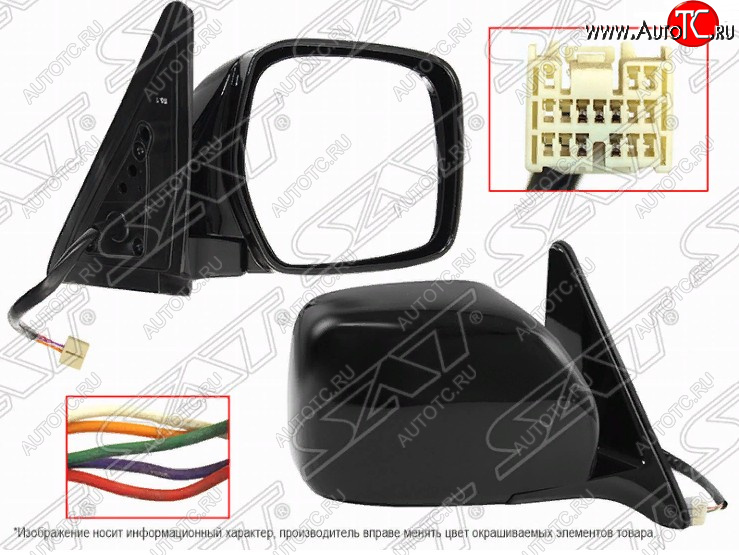 7 649 р. Правое боковое зеркало заднего вида SAT (регулировка, складывание, 5 контактов)  Toyota Land Cruiser  100 (1998-2007) (неокрашенное)
