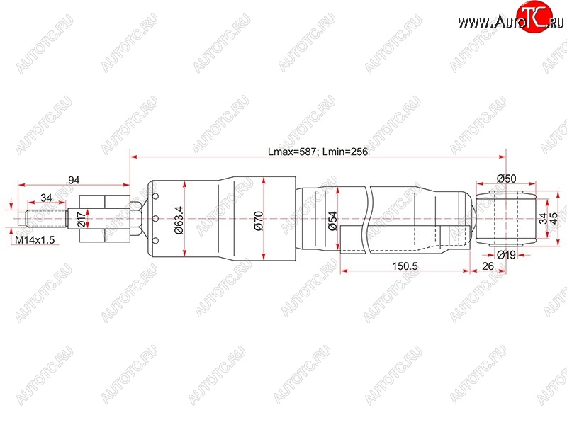 2 169 р. Амортизатор задний LH=RH SAT Toyota Land Cruiser 100 дорестайлинг (1998-2002)