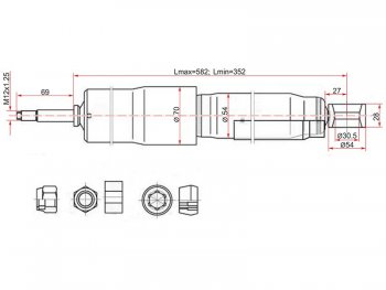 2 289 р. Амортизатор задний LH=RH SAT  Toyota Land Cruiser ( 80,  J105) (1989-2007). Увеличить фотографию 1