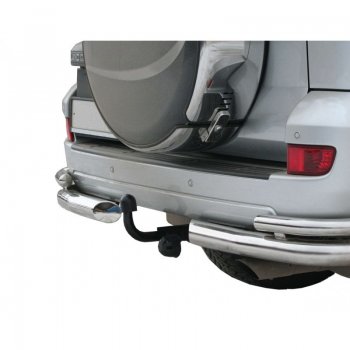 9 899 р. Защита заднего бампера ТехноСфера (Техно Сфера) (Сталь с покрытием, уголки двойные, 76 mm)  Toyota Land Cruiser Prado  J120 (2002-2009) (цвет: Серебристый). Увеличить фотографию 1