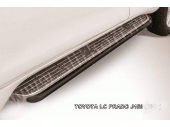 7 349 р. Защита штатного порога d42 Slitkoff  Toyota Land Cruiser Prado  J150 (2017-2020) (Цвет: серебристый). Увеличить фотографию 1