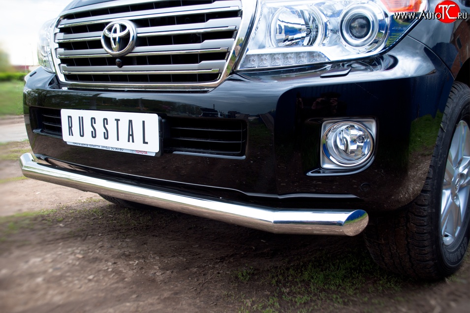 15 649 р. Одинарная удлинённая защита переднего бампера диаметром 76 мм Russtal  Toyota Land Cruiser  200 (2012-2015)