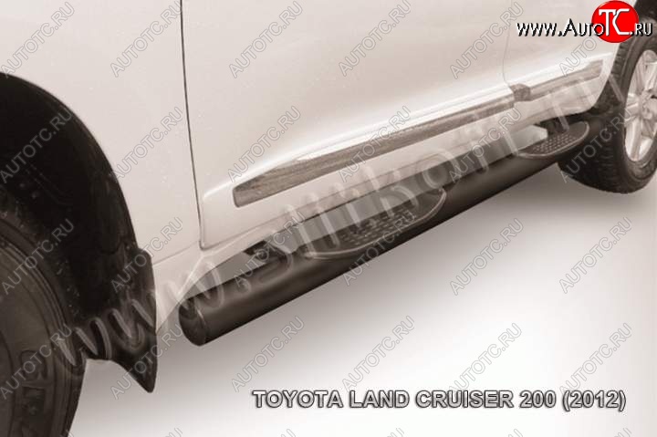 13 999 р. Защита порогов Slitkoff  Toyota Land Cruiser  200 (2012-2015) (Цвет: серебристый)