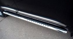 27 699 р. Защита порогов с круглыми вставками для ног из овальной трубы диаметром 120x60 мм Russtal  Toyota Land Cruiser  200 (2012-2015). Увеличить фотографию 1