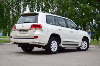 26 999 р. Защита заднего бампера Petroil Tuning (уголки двойные, d63/51)  Toyota Land Cruiser  200 (2015-2021) 2-ой рестайлинг (Нержавеющая полированная сталь). Увеличить фотографию 2