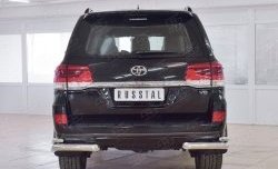 15 749 р. Защита заднего бампера (2 трубы Ø76х42 мм, нержавейка) SLITKOFF Toyota Land Cruiser 200 2-ой рестайлинг (2015-2021). Увеличить фотографию 1