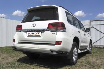 15 499 р. Защита задняя Slitkoff  Toyota Land Cruiser  200 (2015-2021) (Цвет: серебристый). Увеличить фотографию 1