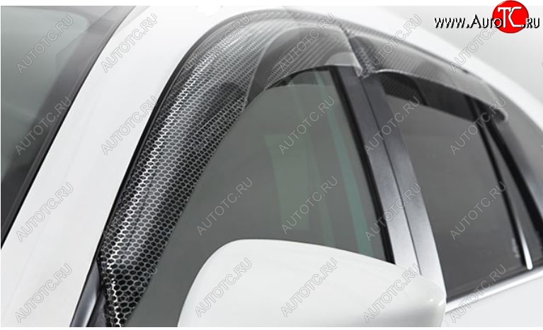 2 499 р. Дефлектора окон CA-Plastic  Toyota Land Cruiser  200 (2015-2021) (Серия Art черная, Без хром.молдинга, Крепление только на скотч)