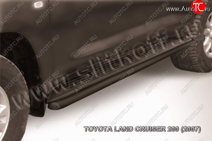 10 699 р. Защита штатного порога d42 Slitkoff Toyota Land Cruiser 200 дорестайлинг (2007-2012) (Цвет: серебристый)