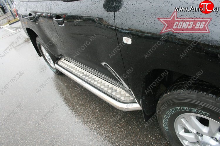 35 009 р. Защита порогов с алюминиевым листом Souz-96 (d76) Toyota Land Cruiser 200 дорестайлинг (2007-2012)