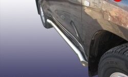 14 699 р. Защита порогов из круглой трубы диаметром 76 мм с загнутыми краями Slitkoff  Toyota Land Cruiser  200 (2007-2012) (Цвет: нержавеющая полированная сталь). Увеличить фотографию 1