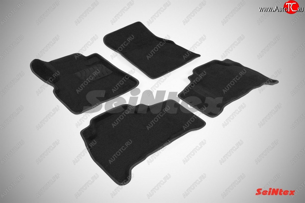 5 449 р. Износостойкие коврики в салон SeiNtex Premium 3D 4 шт. (ворсовые, черные)  Toyota Land Cruiser  200 (2007-2012)