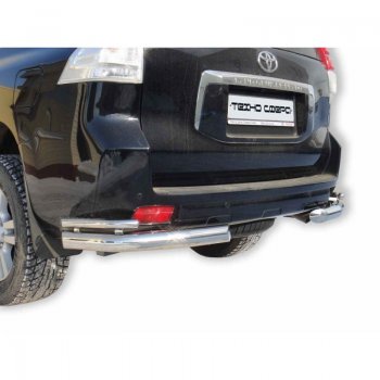 Защита заднего бампера ТехноСфера (Техно Сфера) (нержавейка, уголки двойные, 63.5 mm) Toyota Land Cruiser Prado J150 дорестайлинг (2009-2013)