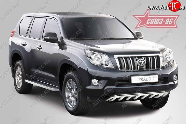 27 089 р. Защита переднего бампера Souz-96 (d42)  Toyota Land Cruiser Prado  J150 (2009-2013) дорестайлинг