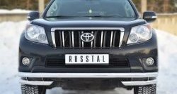 17 999 р. Защита переднего бампера (Ø63 мм с углами, нержавейка) Russtal  Toyota Land Cruiser Prado  J150 (2009-2013). Увеличить фотографию 1