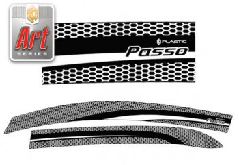 2 349 р. Дефлектора окон CA-Plastiс  Toyota Passo  2 (2010-2016) (Серия Art черная). Увеличить фотографию 1