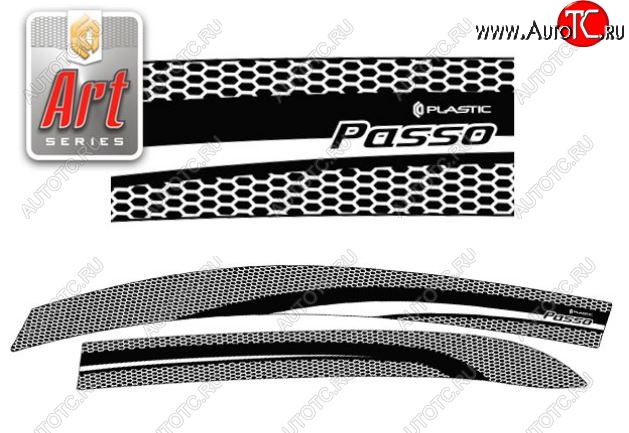 2 349 р. Дефлектора окон CA-Plastiс  Toyota Passo  2 (2010-2016) (Серия Art черная)