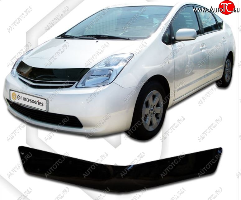 1 989 р. Дефлектор капота (правый руль) CA-Plastiс  Toyota Prius  XW20 (2003-2011) (Classic черный, Без надписи)