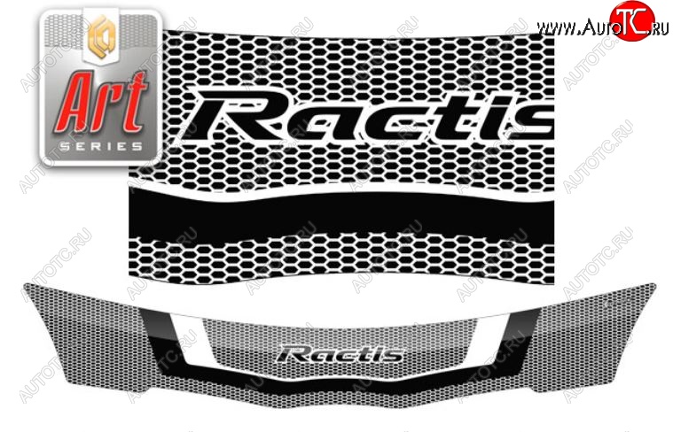 2 259 р. Дефлектор капота CA-Plastiс  Toyota Ractis (2005-2010) (Серия Art серебро)
