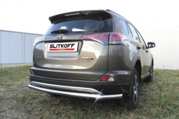 Защита заднего бампера Slitkoff (Ø57 мм, длинная) Toyota (Тойота) RAV4 (рав)  XA40 (2015-2019) XA40 5 дв. рестайлинг