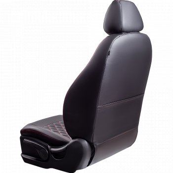 8 999 р. Чехлы для сидений Lord Autofashion Турин Ромб (экокожа)  Toyota RAV4  XA40 (2012-2019) (Черный, вставка черная, строчка красная). Увеличить фотографию 3