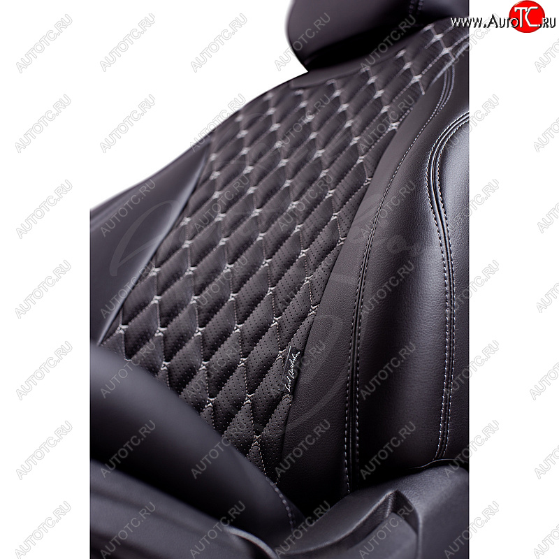 16 999 р. Чехлы для сидений Lord Autofashion Байрон (экокожа, спинка 45/10/45, сиденье 60/40,3 Г-образных подголовника)  Toyota RAV4 ( XA305,  XA30) (2005-2013) (Черный, вставка черная, строчка серая)