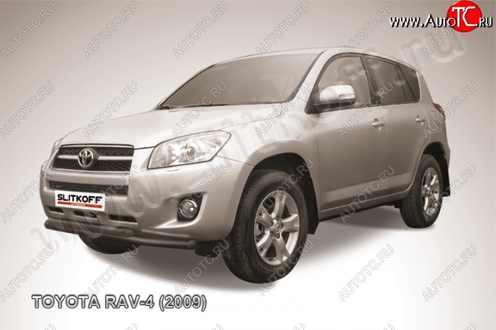 9 349 р. Защита переднего бампер Slitkoff  Toyota RAV4  XA30 (2008-2010) (Цвет: серебристый)