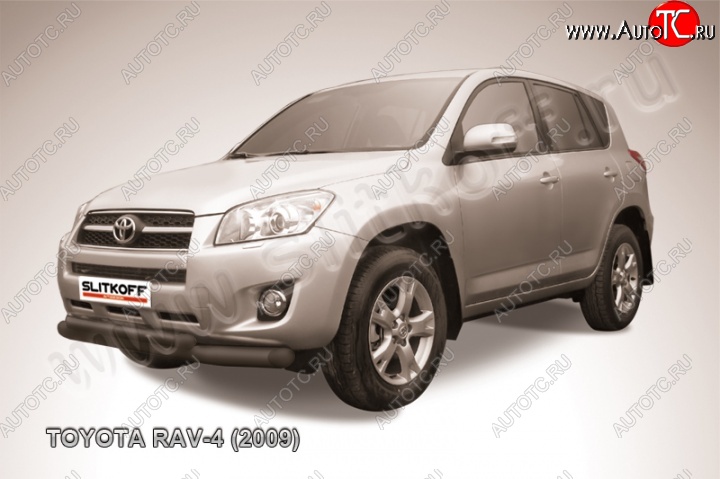 11 299 р. Защита переднего бампер Slitkoff  Toyota RAV4  XA30 (2008-2010) (Цвет: серебристый)