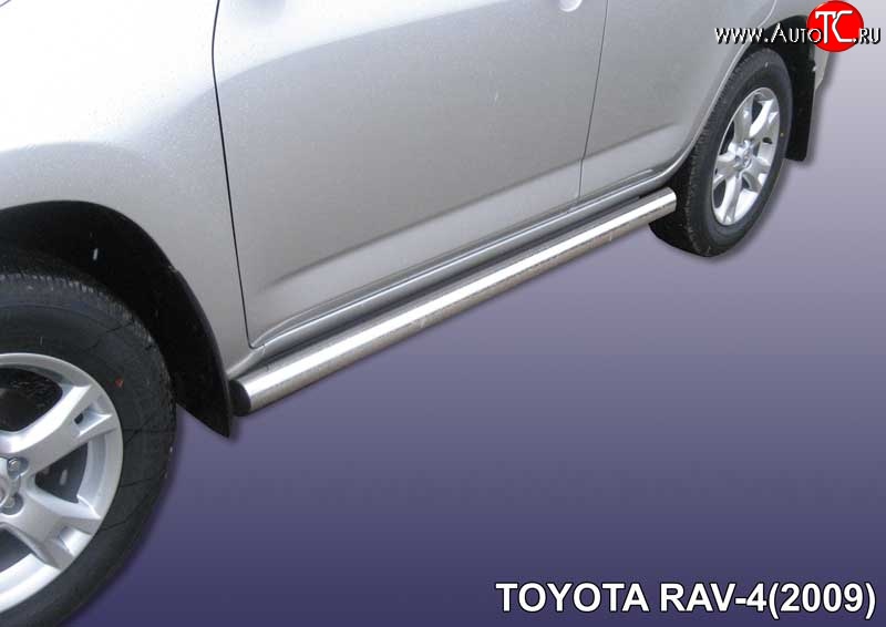 14 999 р. Защита порогов из круглой трубы диаметром 76 мм Slitkoff  Toyota RAV4  XA30 (2008-2010) (Цвет: нержавеющая полированная сталь)