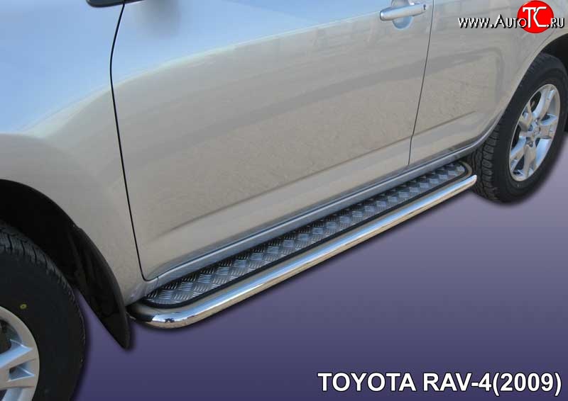 12 199 р. Широкая защита порогов с трубой диаметром 57 мм Slitkoff  Toyota RAV4  XA30 (2008-2010) (Цвет: нержавеющая полированная сталь)