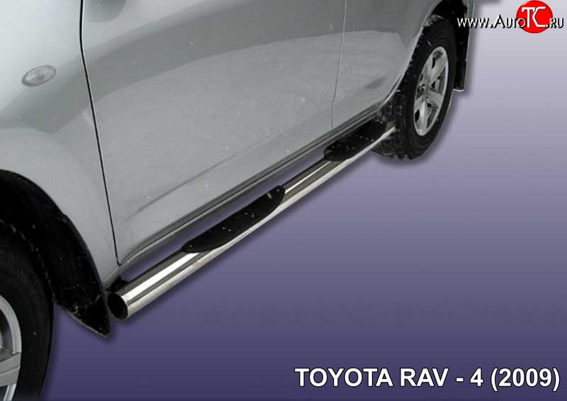 17 399 р. Защита порогов из трубы d76 мм с пластиковыми вставками для ног Slitkoff  Toyota RAV4  XA30 (2008-2010) (Цвет: нержавеющая полированная сталь)