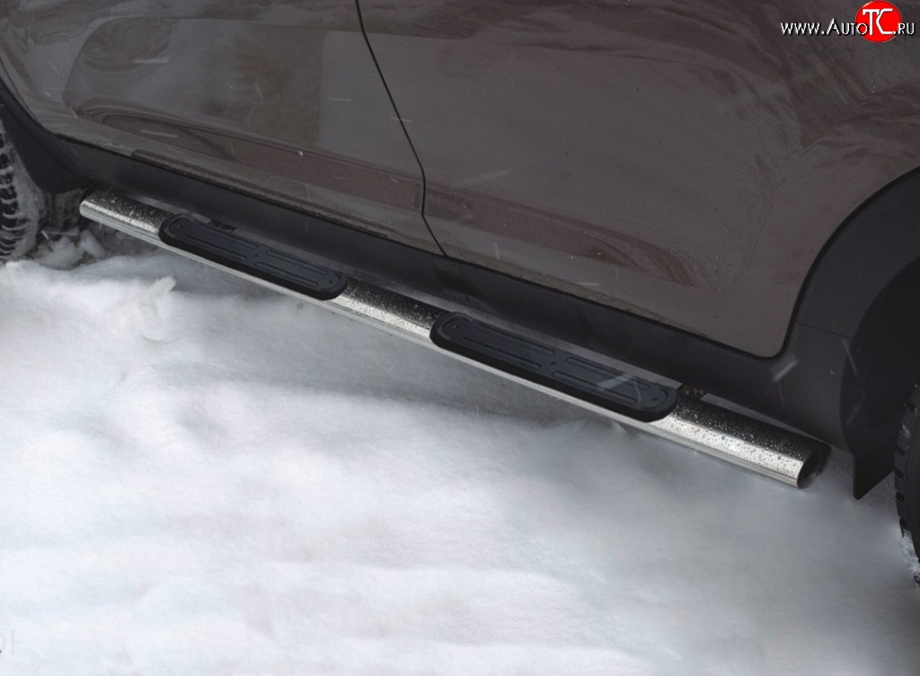 18 899 р. Защита порогов для ног из овальной трубы диаметром 75x42 мм с пластиковыми накладками Russtal  Toyota RAV4  XA30 (2008-2010)