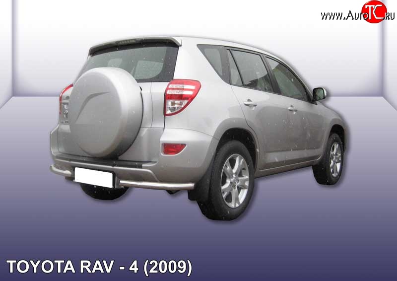 8 999 р. Защита заднего бампера из двух боковых уголков диаметром 57 мм Slitkoff  Toyota RAV4  XA30 (2008-2010) (Цвет: нержавеющая полированная сталь)