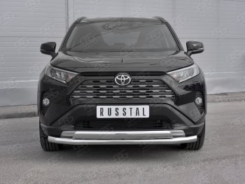 20 349 р. Защита переднего бампера (2 трубы Ø63 и 75х42 мм, нержавейка) Russtal Toyota RAV4 XA50 5 дв. дорестайлинг (2018-2025). Увеличить фотографию 2