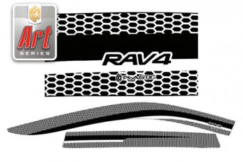 2 059 р. Дефлектора окон CA-Plastiс  Toyota RAV4  XA50 (2018-2024) (Серия Art черная, Без хром молдинга). Увеличить фотографию 2