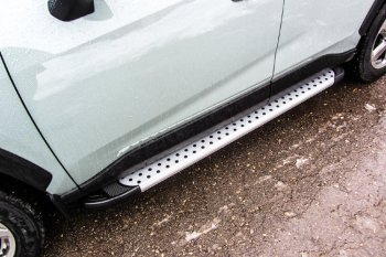24 999 р. Пороги алюминиевые Slitkoff  Toyota RAV4  XA50 (2018-2024) (Standart Silver). Увеличить фотографию 1