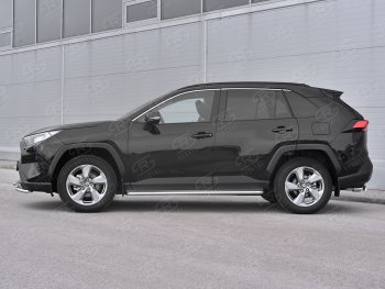 27 699 р. Пороги Russtal d42 с листом  Toyota RAV4  XA50 (2018-2024) (лист нержавейка, труба нержавейка). Увеличить фотографию 3