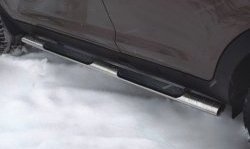 Защита порогов для ног из овальной трубы диаметром 75x42 мм с пластиковыми накладками Russtal Toyota RAV4 XA30 5 дв. удлиненный 2-ой рестайлинг (2010-2013)