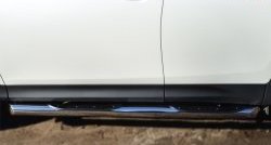 19 749 р. Защита порогов с пластиковыми вставками для ног из круглой трубы диаметром 76 мм Russtal Toyota RAV4 XA40 5 дв. дорестайлинг (2012-2015) (Защита порогов с со скосами на торцах (вариант 1)). Увеличить фотографию 2
