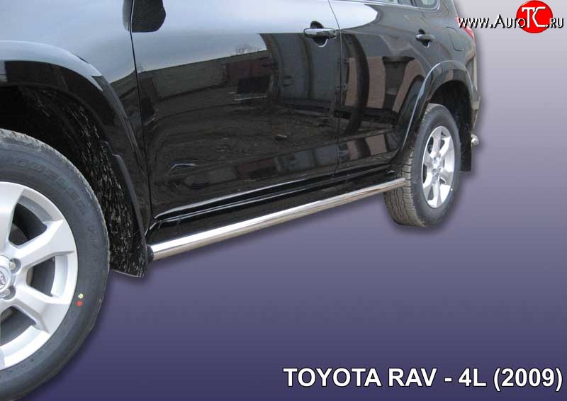 11 349 р. Защита порогов из круглой трубы диаметром 57 мм Slitkoff Toyota RAV4 XA30 5 дв. удлиненный 1-ый рестайлинг (2009-2010) (Цвет: нержавеющая полированная сталь)