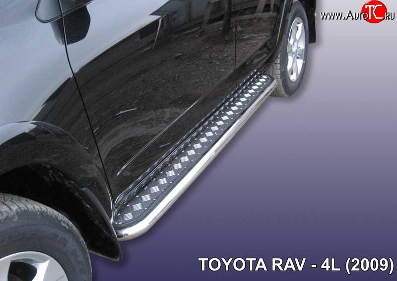 13 449 р. Широкая защита порогов с трубой диаметром 57 мм Slitkoff Toyota RAV4 XA30 5 дв. удлиненный 1-ый рестайлинг (2009-2010) (Цвет: нержавеющая полированная сталь)