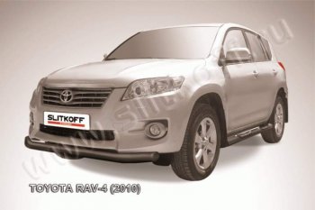 9 449 р. Защита переднего бампер Slitkoff  Toyota RAV4  XA30 (2010-2013) (Цвет: серебристый). Увеличить фотографию 1