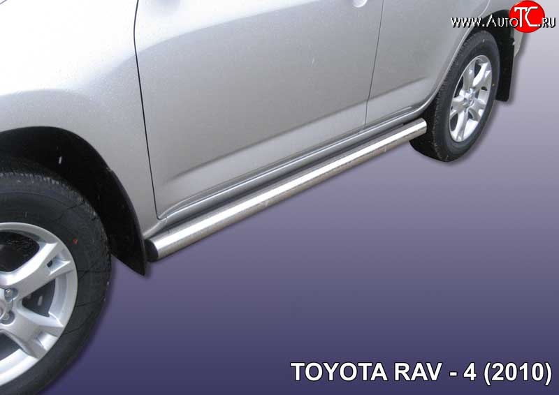 10 749 р. Защита порогов из круглой трубы диаметром 76 мм Slitkoff Toyota RAV4 XA30 5 дв. 2-ой рестайлинг (2010-2013) (Цвет: нержавеющая полированная сталь)