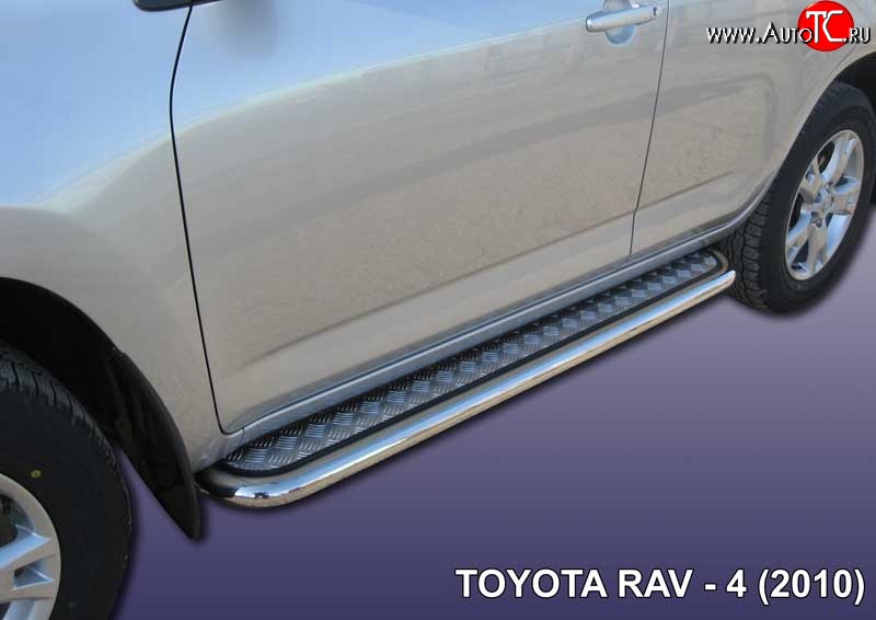 16 999 р. Широкая защита порогов с трубой диаметром 57 мм Slitkoff  Toyota RAV4  XA30 (2010-2013) (Цвет: нержавеющая полированная сталь)