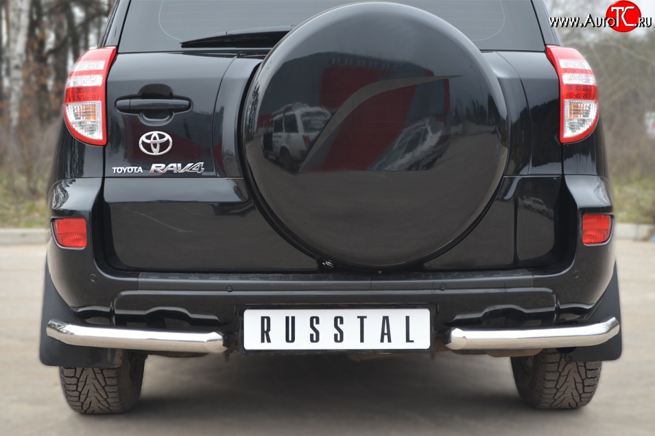 12 499 р. Защита заднего бампера (Ø63 мм, нержавейка) Russtal  Toyota RAV4  XA30 (2010-2013)