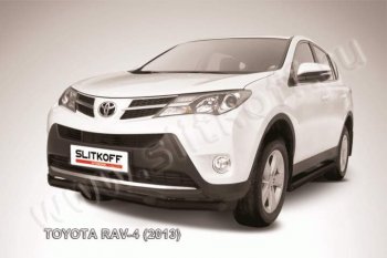 7 549 р. Защита переднего бампер Slitkoff  Toyota RAV4  XA40 (2012-2015) (Цвет: серебристый). Увеличить фотографию 1