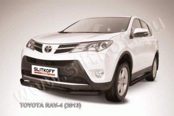 11 399 р. Защита переднего бампер Slitkoff  Toyota RAV4  XA40 (2012-2015) (Цвет: серебристый). Увеличить фотографию 1
