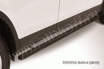 6 999 р. Защита порогов Slitkoff  Toyota RAV4  XA40 (2012-2015) (Цвет: серебристый). Увеличить фотографию 1