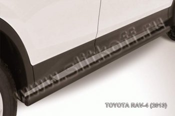 7 499 р. Защита порогов Slitkoff Toyota RAV4 XA40 5 дв. дорестайлинг (2012-2015) (Цвет: серебристый). Увеличить фотографию 1